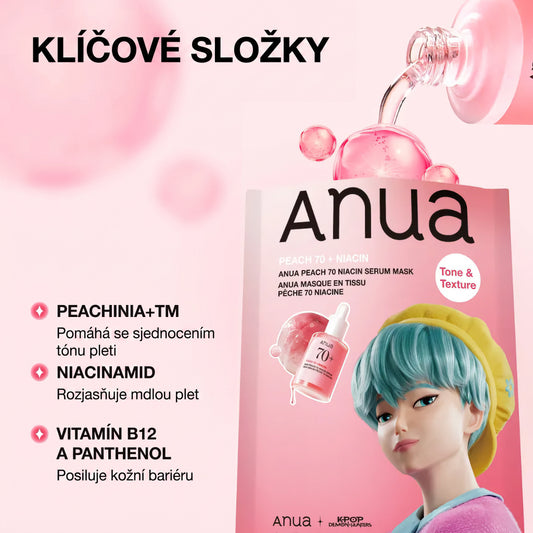 Anua K-pop Demon Hunters Peach 70 + Niacin Serum Mask